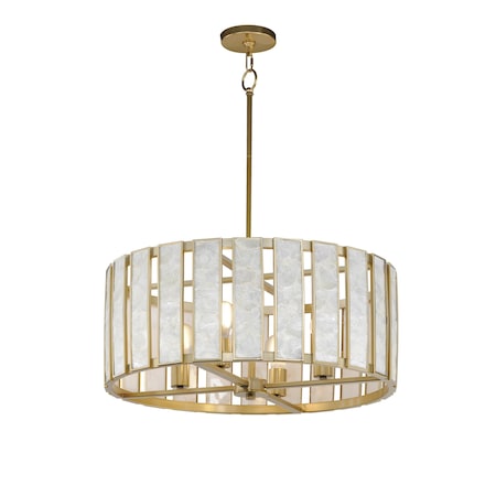 Maxim Lighting Miramar 4-Light Pendant, Capiz/Natural Aged Brass 12804CZNAB